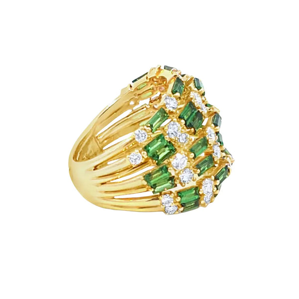 Anillo para Dama en 18K en Oro Amarillo con 1.95CT en diamantes y 4.05CT en Tsavorite