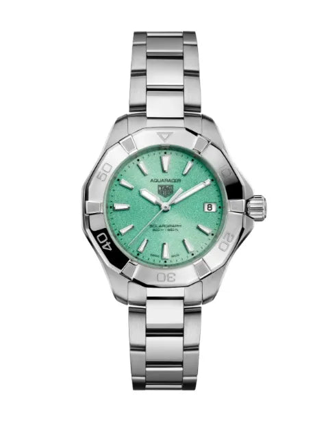 Reloj TAG Heuer Aquaracer de 34 mm en Acero Inoxidable con Movimiento de Cuarzo y Esfera Verde