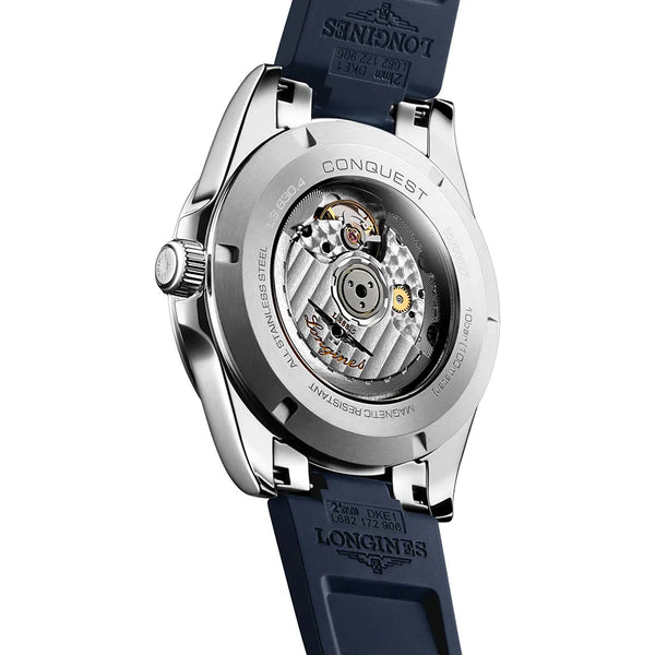 Reloj Longines Conquest Acero Automático 41MM Azul con Correa de Caucho
