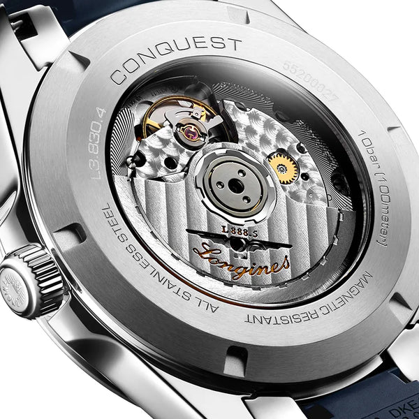 Reloj Longines Conquest Acero Automático 41MM Azul con Correa de Caucho