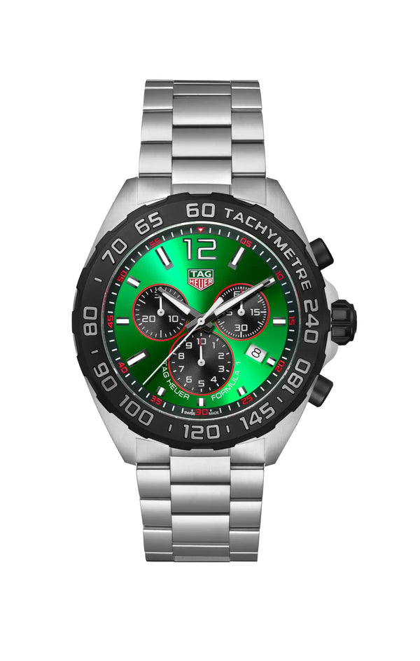 Reloj TAG Heuer Formula 1 Cronógrafo de 43 mm en Acero Inoxidable con Movimiento de Cuarzo y Esfera Verde