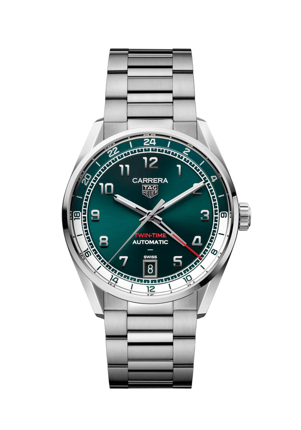 Reloj TAG Heuer Carrera GMT Automático de 41 mm en Acero Inoxidable con Esfera Verde