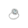 Anillo para Dama en Oro Blanco de 18K, con Brillante de 0.85 ct y Aquamarina de 2.2 ct.