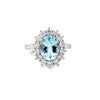 Anillo para Dama en Oro Blanco de 18K, con Brillante de 0.78 ct y Aquamarina de 3.02 ct.
