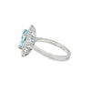 Anillo para Dama en Oro Blanco de 18K, con Brillante de 0.78 ct y Aquamarina de 3.02 ct.