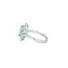 Anillo para Dama en Oro Blanco de 18K, con Brillante de 0.56 ct y Aquamarina de 2.56 ct.