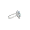 Anillo para Dama en Oro Blanco de 18K, con Brillante de 0.56 ct y Aquamarina de 2.56 ct.