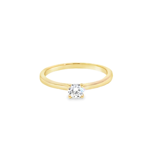 Anillo solitario en oro amarillo de 14K con diamante de 0.25 ct