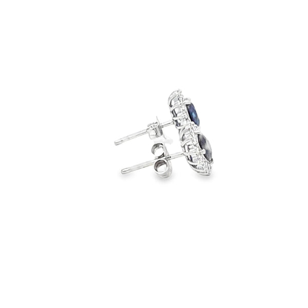 Aretes en oro blanco de 14K con 0.50 ct en diamantes y 1.84 ct en piedras centrales