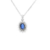 Dije con cadena en oro blanco de 14K con 0.32 ct en diamantes y 0.95 ct de zafiro