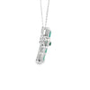 Cruz con cadena en oro blanco con 0.36 ct en diamantes y 2.23 ct en esmeraldas