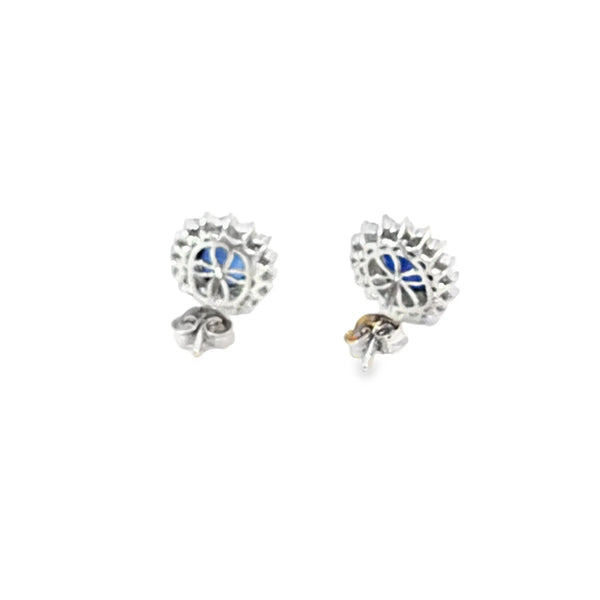Aretes en oro blanco de 14K con 0.93 ct en diamantes y 4.95 ct en zafiros