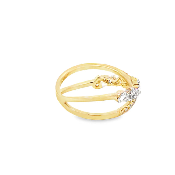 Anillo para dama en oro amarillo de 14K con 0.53 ct en diamantes