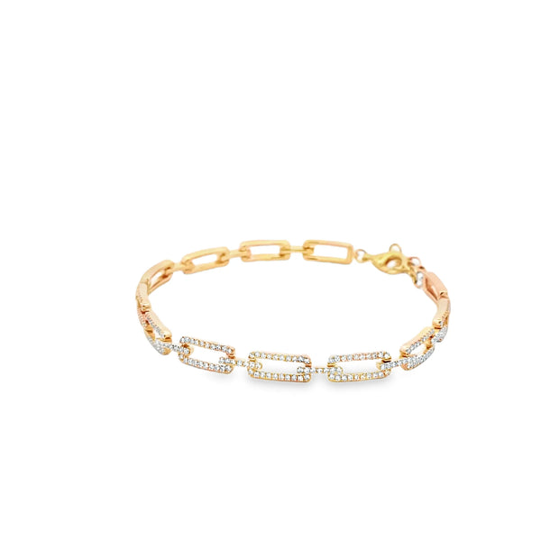 Brazalete en oro amarillo de 14K con 0.98 ct de diamantes