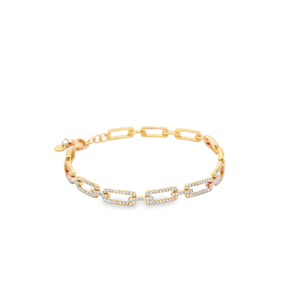 Brazalete en oro amarillo de 14K con 0.98 ct de diamantes