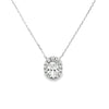 Dije con cadena en oro blanco de 14K con diamante ovalado de 0.50 ct