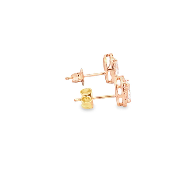 Aretes en oro amarillo de 14K con diamantes ovalados de 0.90 ct