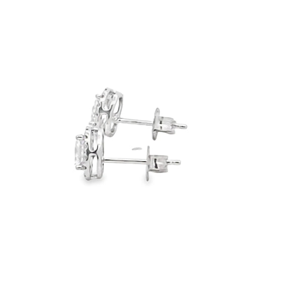 Aretes en oro blanco de 14K con diamantes ovalados de 0.90 ct