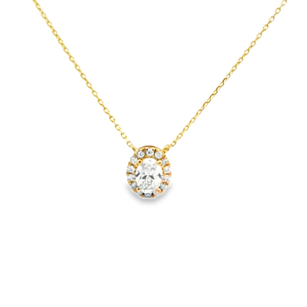 Dije con cadena en oro amarillo de 14K con diamante ovalado de 0.37 ct
