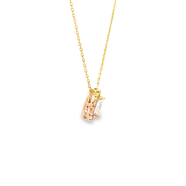 Dije con cadena en oro amarillo de 14K con diamante ovalado de 0.37 ct