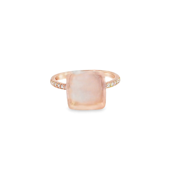 Anillo de oro rosa de 14K para dama con diamante de 0.09 ct, toque romántico
