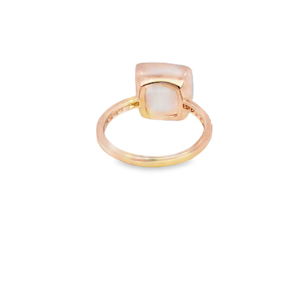Anillo de oro rosa de 14K para dama con diamante de 0.09 ct, toque romántico