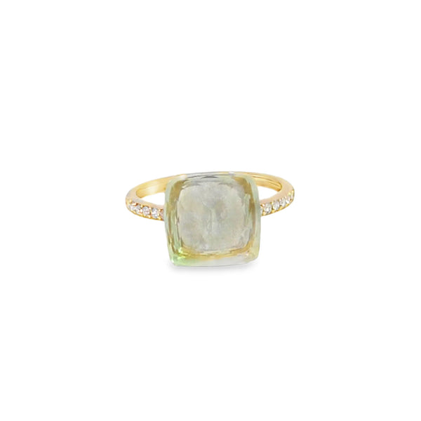 Anillo femenino en oro de 14K con diamante de 0.09 ct, estilo clásico