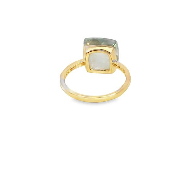 Anillo femenino en oro de 14K con diamante de 0.09 ct, estilo clásico