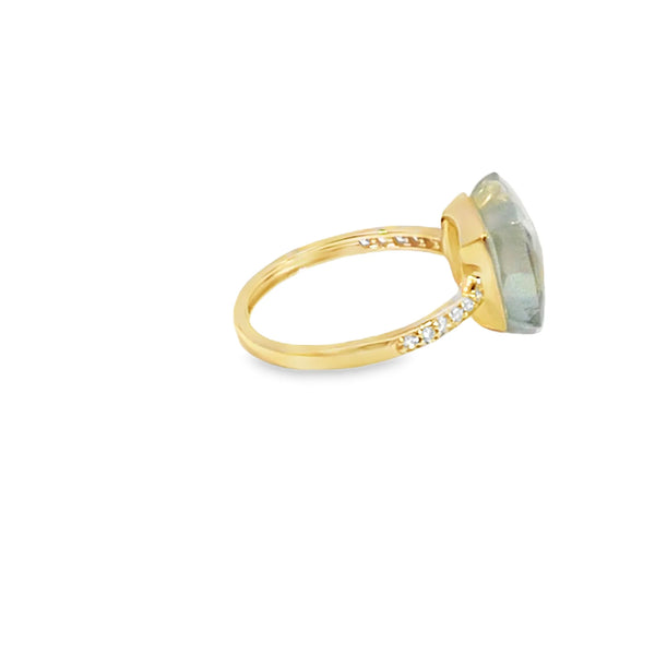 Anillo femenino en oro de 14K con diamante de 0.09 ct, estilo clásico