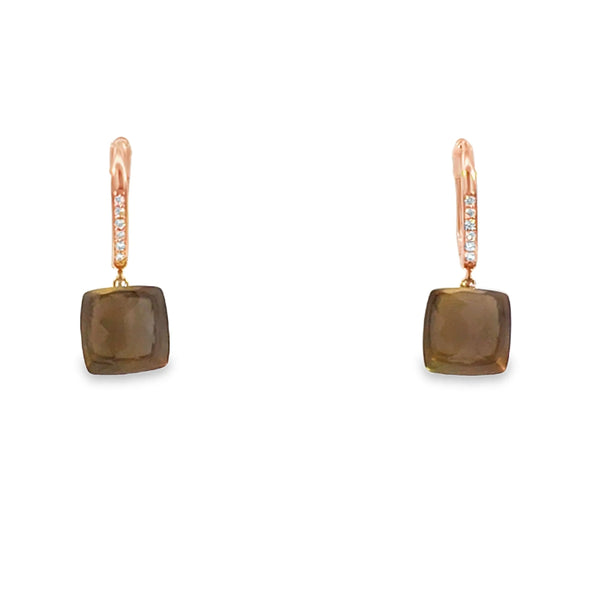 Aretes en oro de 14K con diamantes de 0.07 ct, diseño clásico