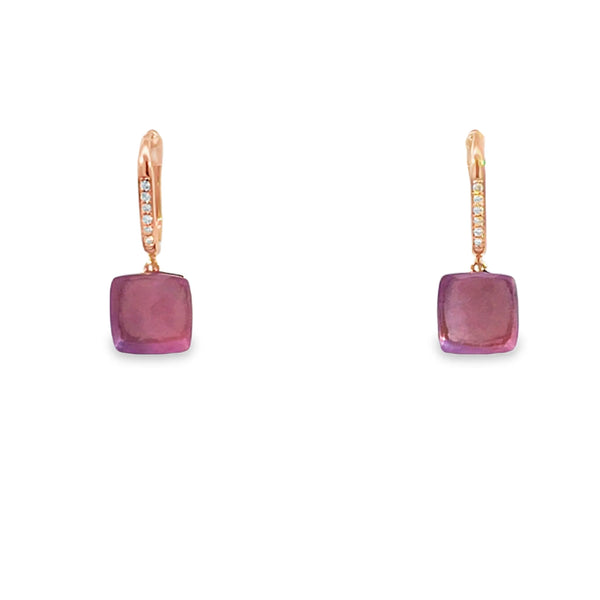 Aretes femeninos en oro de 14K con diamantes de 0.07 ct, estilo refinado