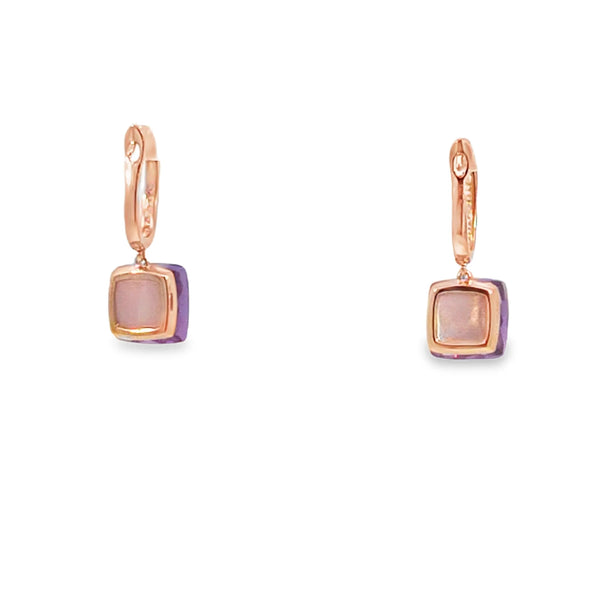 Aretes femeninos en oro de 14K con diamantes de 0.07 ct, estilo refinado