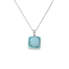 Dije en oro blanco de 14K con diamante de 0.02 ct, estilo vibrante