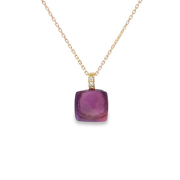 Dije en oro de 14K con diamante de 0.02 ct, diseño moderno