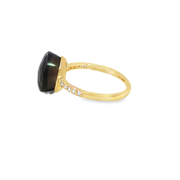 Anillo para dama en oro de 14K con diamante de 0.07 ct, diseño delicado