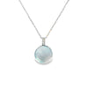 Dije en oro blanco de 14K con diamante de 0.02 ct, estilo delicado