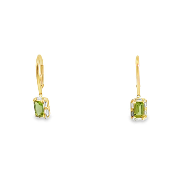 Aretes femeninos en oro amarillo de 14K con diamantes de 0.04 ct, estilo clásico