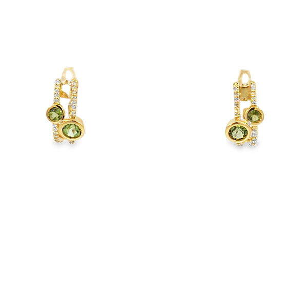 Aretes femeninos en oro amarillo de 14K con diamantes de 0.13 ct, brillo elegante