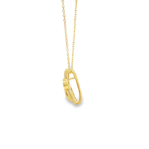 Dije en oro amarillo de 14K con diamante de 0.05 ct y piedra de 0.70 ct, diseño vibrante