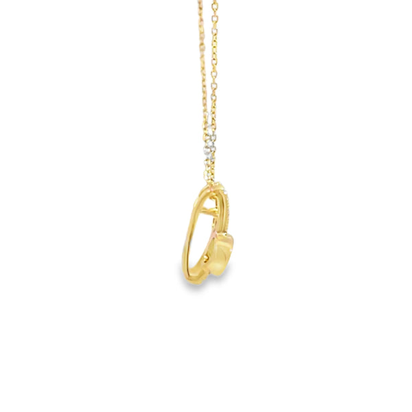 Dije en oro amarillo de 14K con diamante de 0.05 ct y piedra de 0.70 ct, diseño vibrante