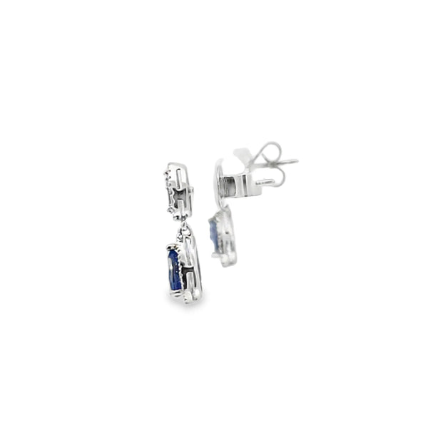 Aretes femeninos en oro blanco de 14K con diamantes de 0.22 ct, elegancia brillante