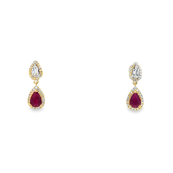 Aretes en oro de 14K bicolor con diamantes de 0.22 ct, diseño delicado