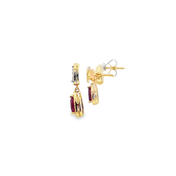 Aretes en oro de 14K bicolor con diamantes de 0.22 ct, diseño delicado