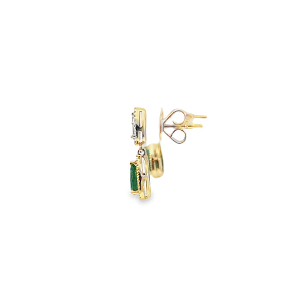 Aretes bicolor en oro de 14K con diamantes de 0.21 ct, brillo sutil