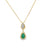 Dije con cadena bicolor en oro de 14K con diamante de 0.11 ct, esmeralda de 0.34 ct
