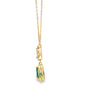 Dije con cadena bicolor en oro de 14K con diamante de 0.11 ct, esmeralda de 0.34 ct