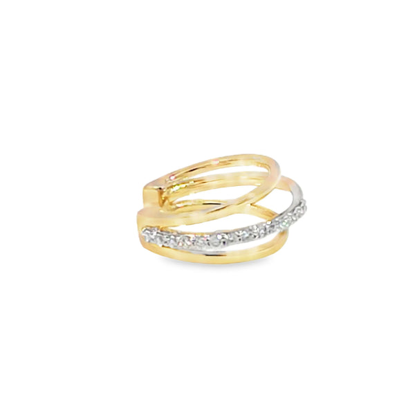 Aretes bicolor en oro de 18K con diamantes de 0.09 ct, diseño delicado