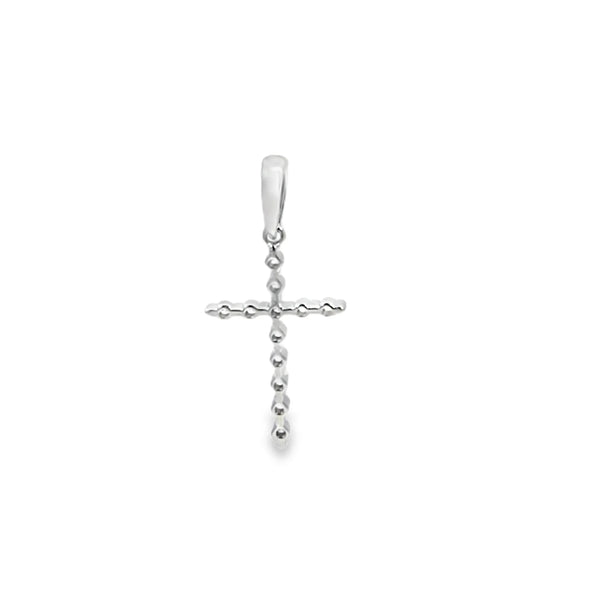Cruz en oro blanco de 14K con diamantes de 0.19 ct, símbolo de devoción y lujo