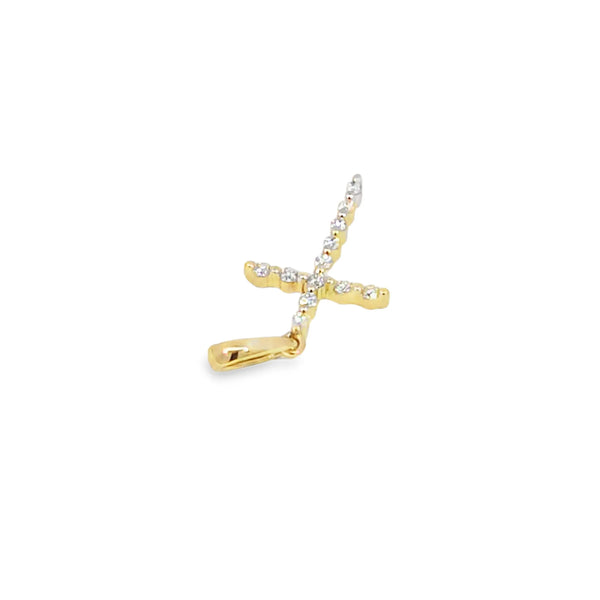Cruz en oro amarillo de 14K con diamantes de 0.18 ct, diseño espiritual