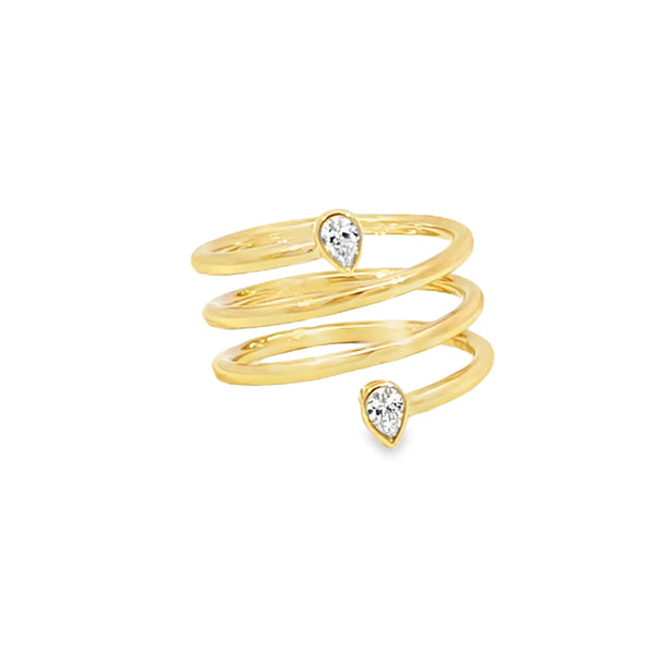 Anillo de oro de 18K con diamante de 0.24 ct corte pera, elegancia pura